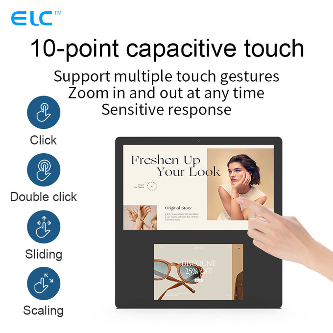 Elevator Advertising Player Dual Screen Digital Signage Wall Mount RJ45 Tablet PC