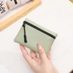 2024 New lychee pattern zipper coin purse solid color PU soft leather women coin