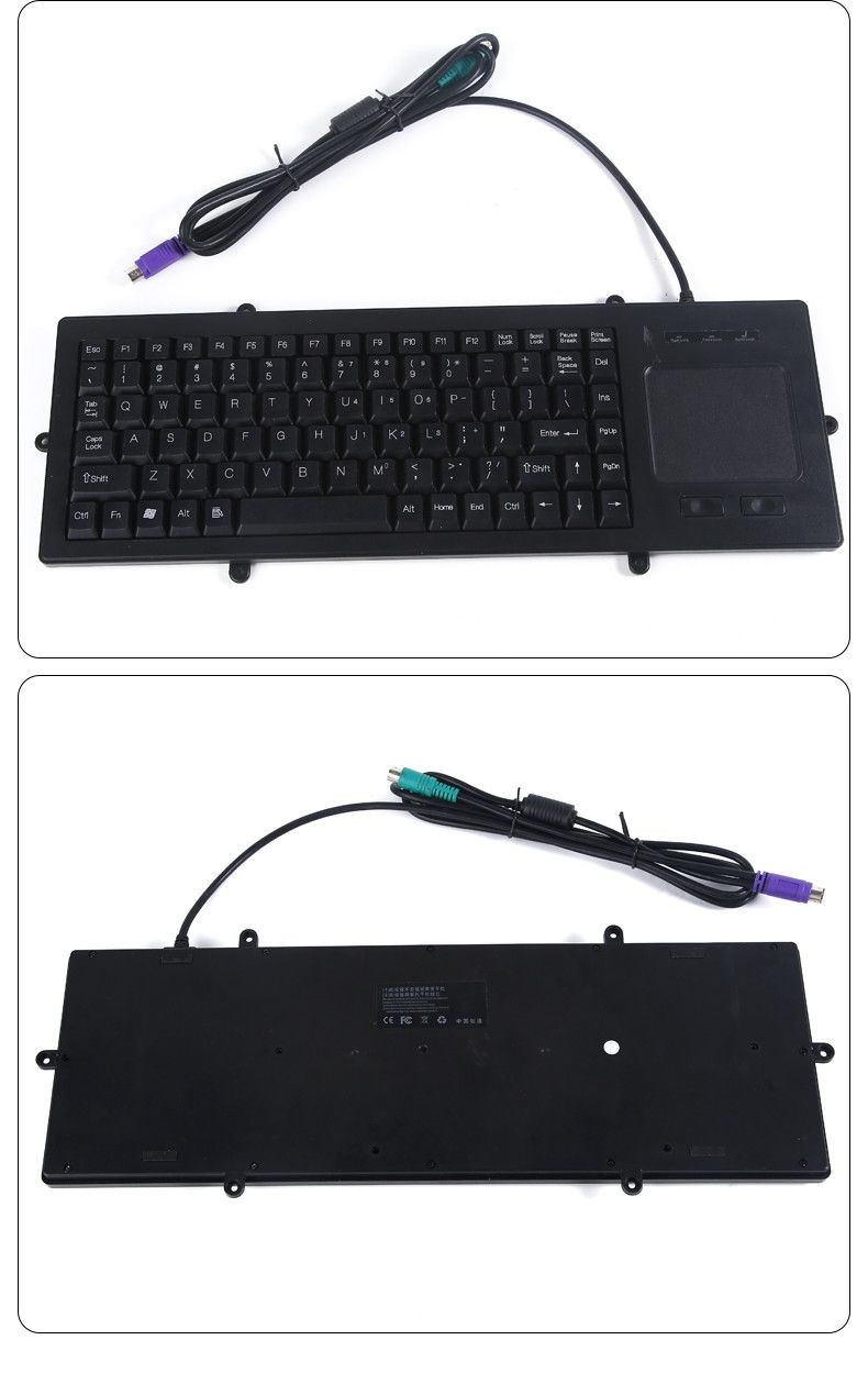 Waterproof Panelmount Industrial Plastic USB PS/2 Keyboard with Touchpad Mouse