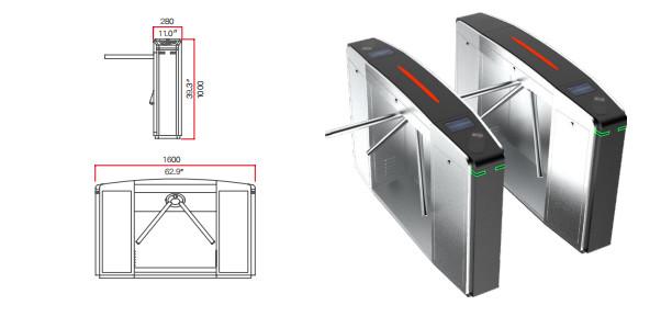 Security Gate Fingerprint Tripod Access Control System With Dc 24v Brushless Motor