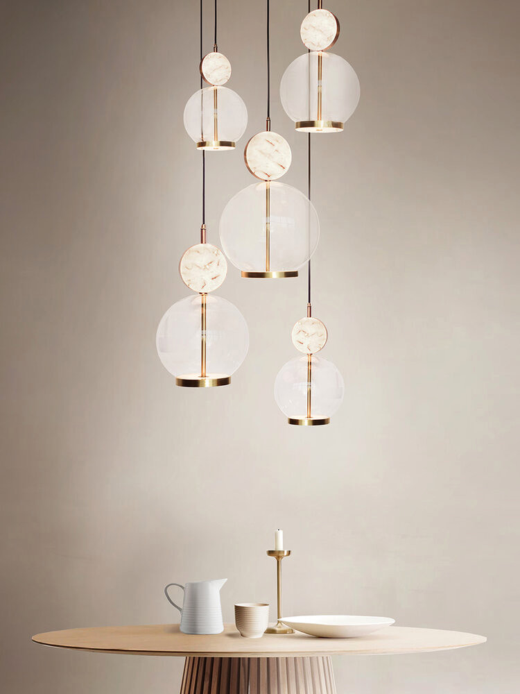 New Marble Led Pendant Chandelier Light Glass Ceiling Kitchen Lights