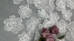 Vintage Style Embroidered Lace Fabric 3D Floral White Tulle Lace for Bridal