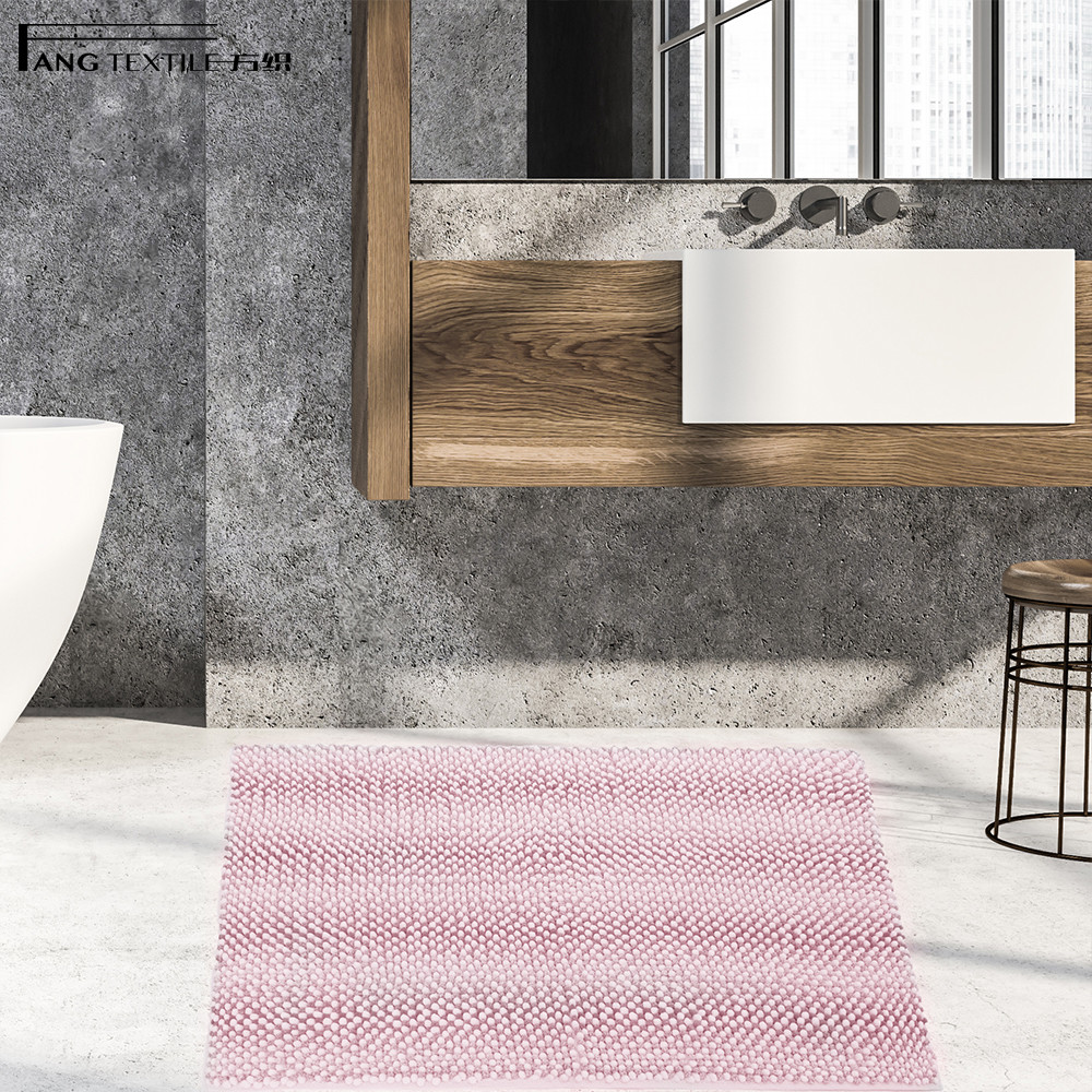 17x24 Inch Wear Resistant Pink Bathroom Chenille Noodle Bath Rug
