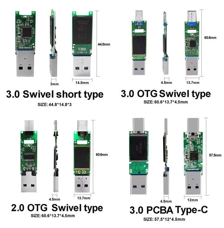 2.0 3.0 Usb Flash Drive Chip 2 In 1 USB OTG Chip PCBA Chip 8GB 16GB 32GB 64GB 128GB