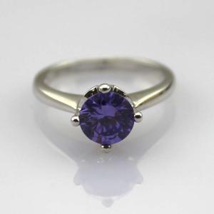Wholesale White Gold Plated Sterling Silver 7mm Amethyst Cubic Zircon Ring(R255) from china suppliers