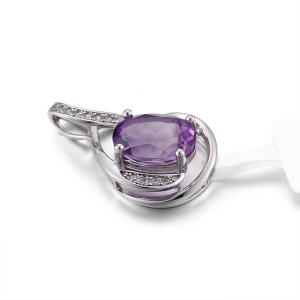 Wholesale Bridal 925 Silver Gemstone Pendant AAA+ February Birthstone Charms from china suppliers