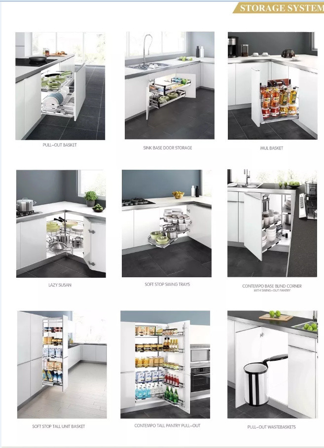 L Shape 5M High Glossy Finish Modular Kitchen Cabinets With Counter Top And Wall Cabinet