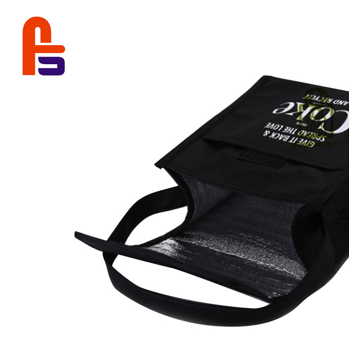 Black Color Cooler Bags Lunch Temperature Resistance Fabric Shopping Bag