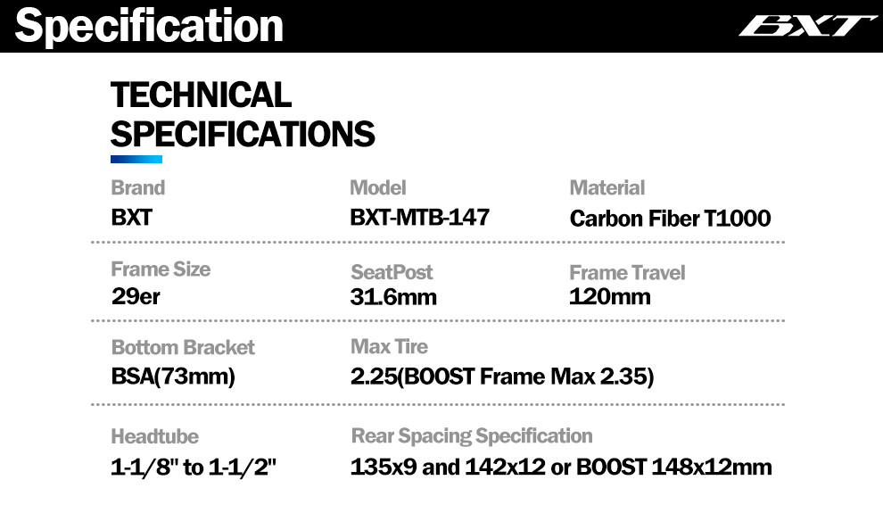 Trail Carbon Mountain Bike Frame Full Suspension 29er Disc Brake