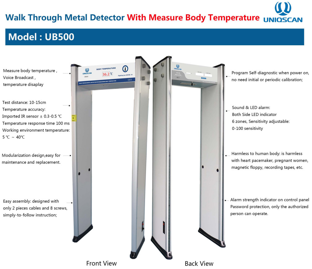 Temp Test UB500T 4KHZ IPR 6 Zones Archway Detector Gate