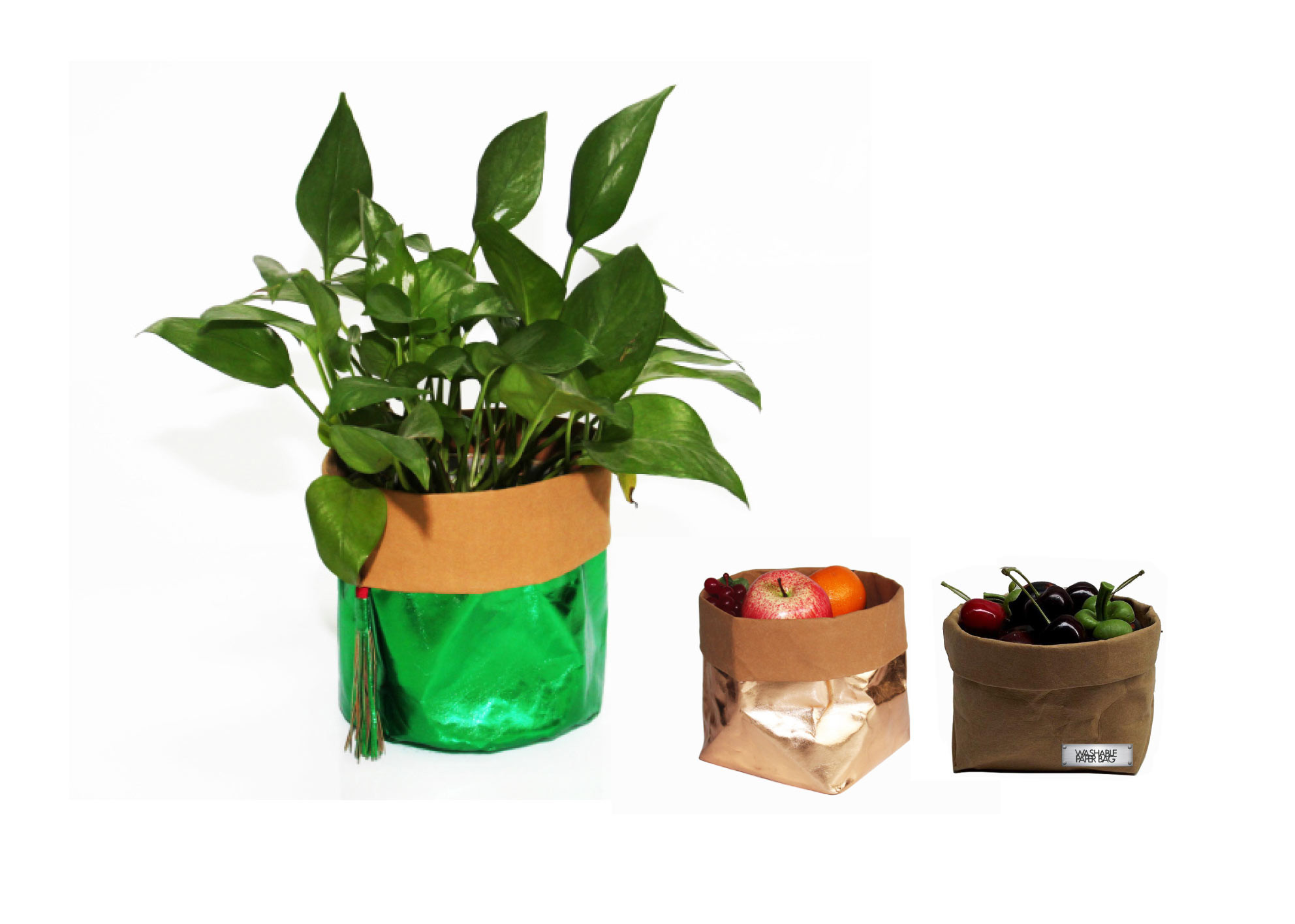 0.55mm Washble Kraft Paper Storage Bags Light Reusable Paper Bag Seedling Pots