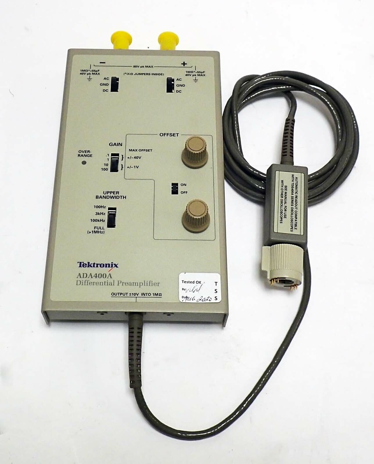 2 port Active TEKTRONIX ADA400A Differential Preamplifier 10 μV/Div Sensitivity Tested