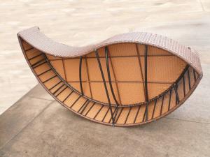 Wholesale UV Resistant Outdoor Rattan Daybed , Dark Brown Wicker Oval Bed from china suppliers