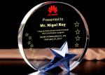 Round Shape Crystal Trophy Cup , Custome Logo Crystal Glass Awards