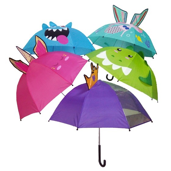 18 Inches Compact Animals Kids Umbrella With Customized Print Easy To Carry