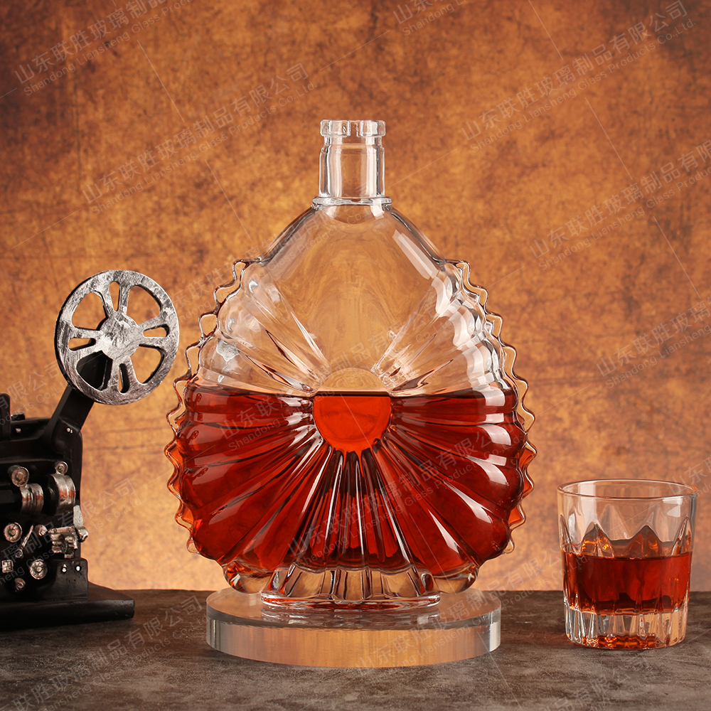 Acid Etch Surface Handling Glass Bottle For Transparent Engraving Whiskey Vodka Rum