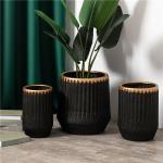 Customized logo decoration garden succulent plant pots luxury black gold ceramic