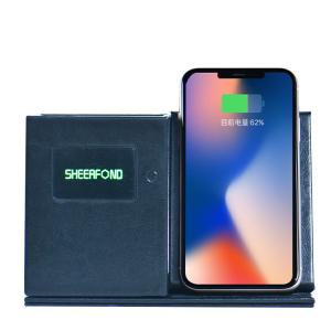 Wholesale Desk Organizer PU Leather Pen Holder With Qi Wireless Charger from china suppliers