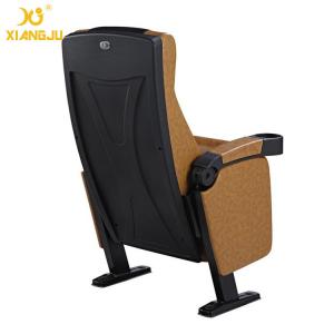 Black Head Yellow Leather Folding Wrap Armrest Tip Up Seat Cinema Theater Room Chairs