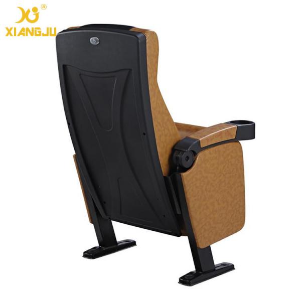 Quality Black Head Yellow Leather Folding Wrap Armrest Tip Up Seat Cinema Theater Room Chairs for sale