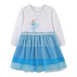 Girls Lace Embroidered Print Long Sleeve Dress Children'S Dress Clothing