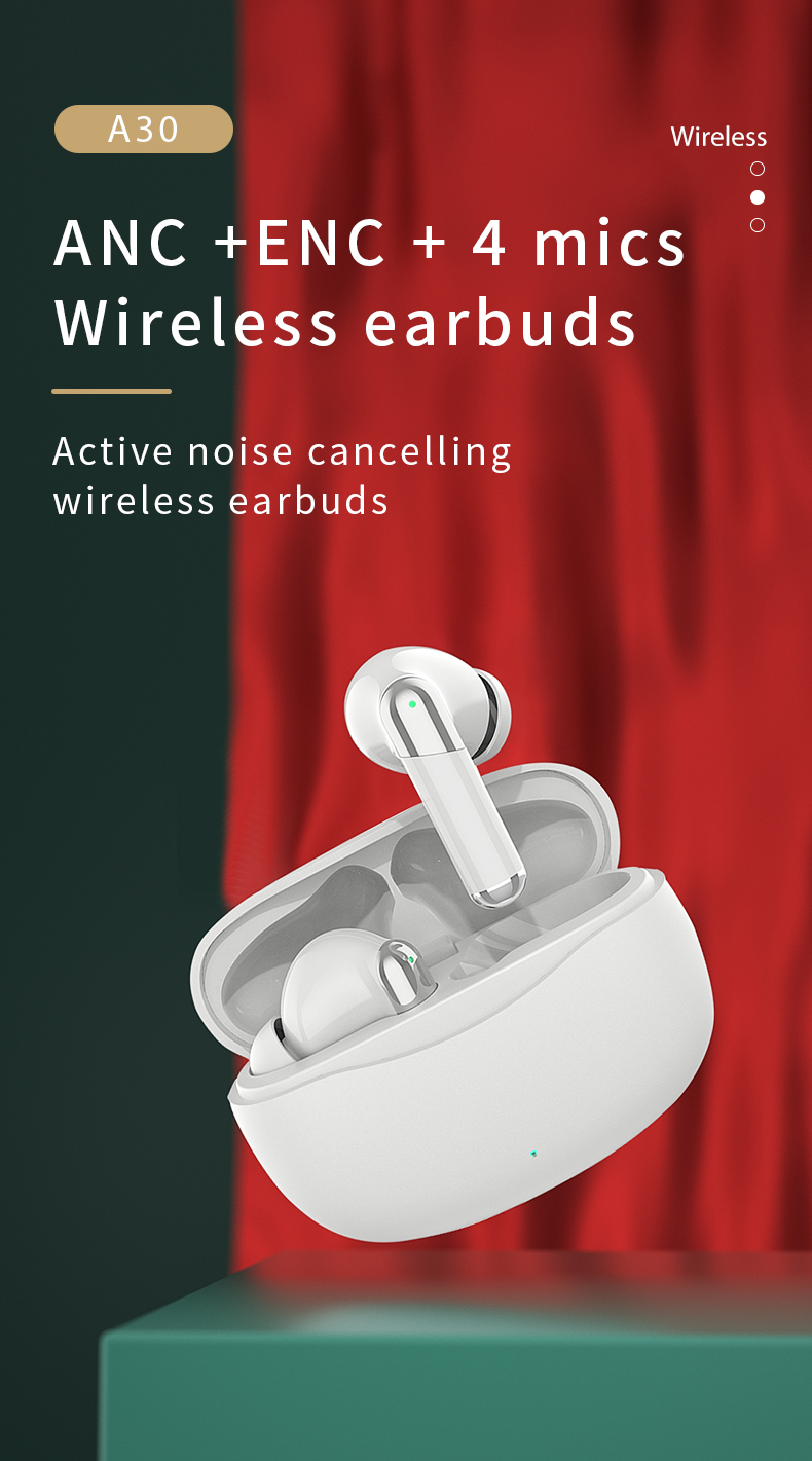 Wireless TWS Gaming Headset with 4 Mics Low Latency ANC ENC Digital Display Private Mold