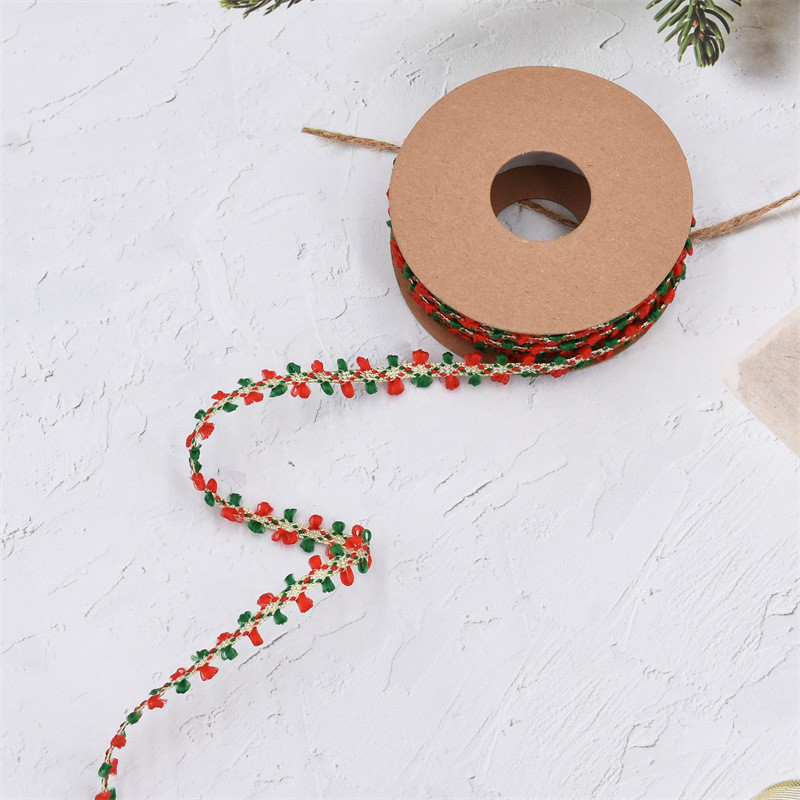 10mm*10m Merry Christmas Velvet Ear Edge For Gift Packing And Festival Decoration