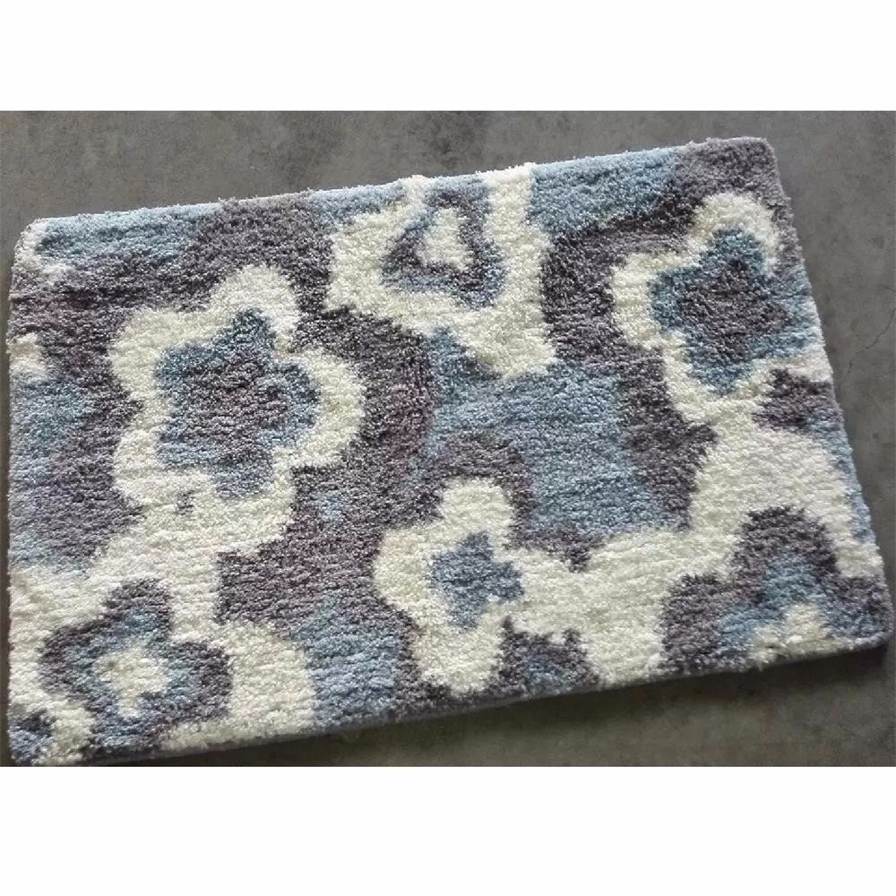Polyester hand tufted pattern modern bath room mat with latex backing