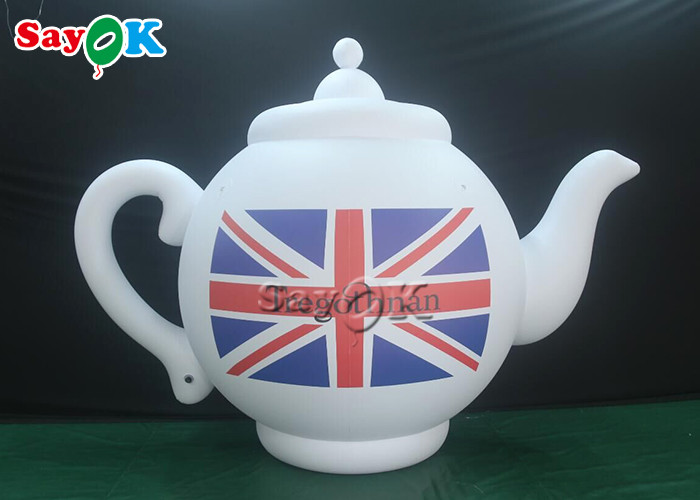 2m 6.6ft White Advertising Air Sealed Inflatable Teapot Model With Printing