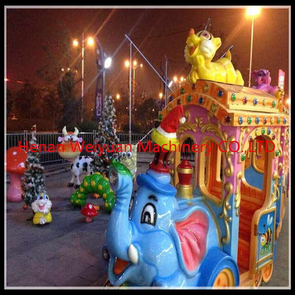 Big attraction!! kiddie amusement park train rides elephant train for sale