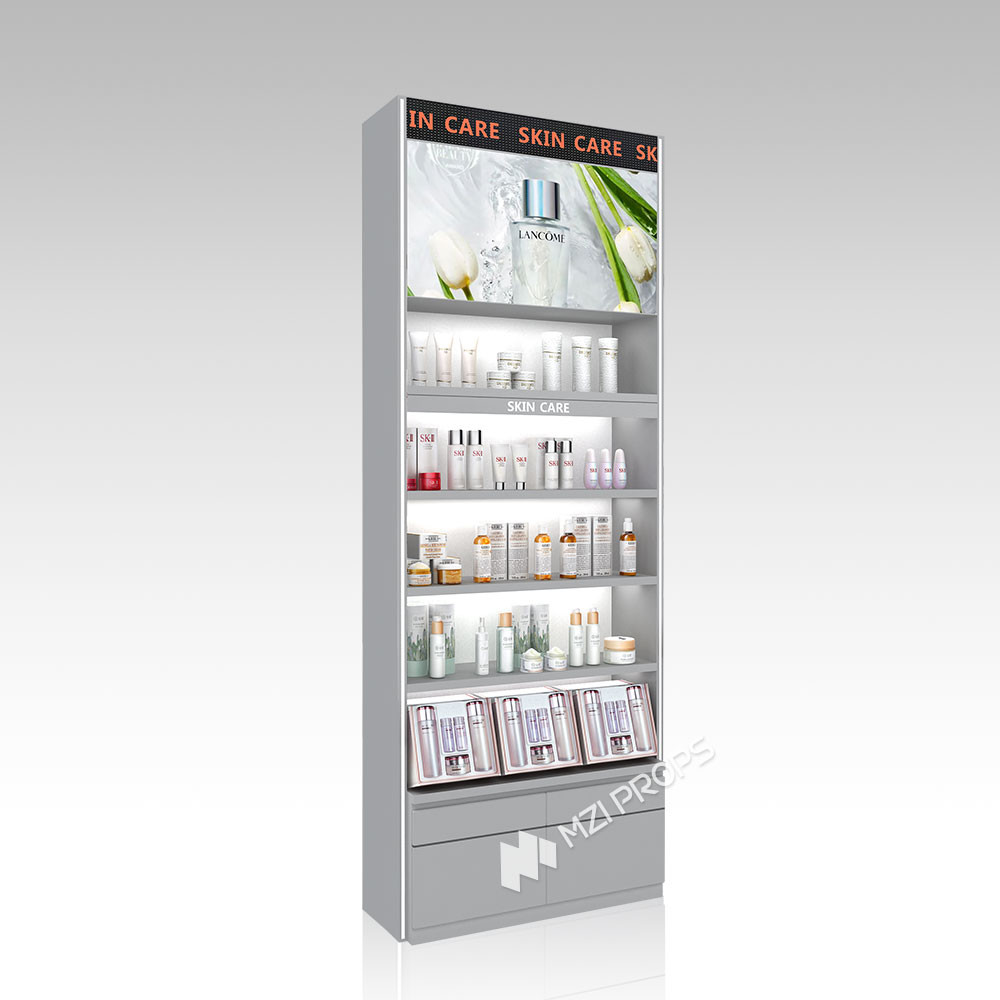 YHeS-P4 Adjustable Shelves Skincare Display Cabinet with LED Slim Spotlights