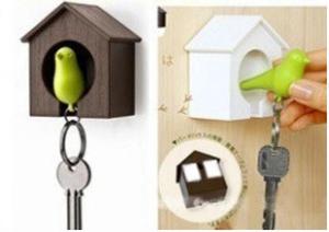 Wholesale Plastic Little Bird House Whistle Finder Key Chains promotion gift from china suppliers