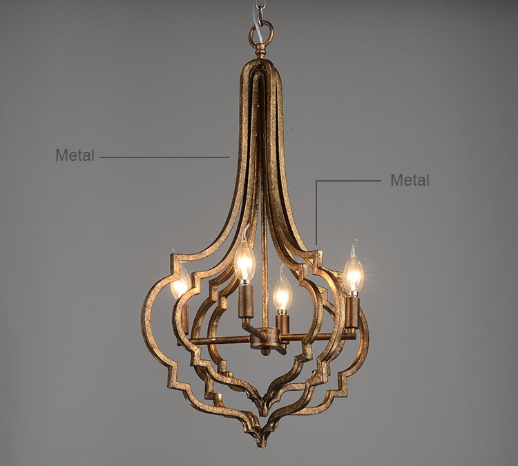 Antique bronze chandelier 4 lamp holders indoor home lighting (WH-CI-44)