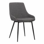 Charcoal Fabric Dining Room Chairs Black Powder Coat Finish 100% Polyster