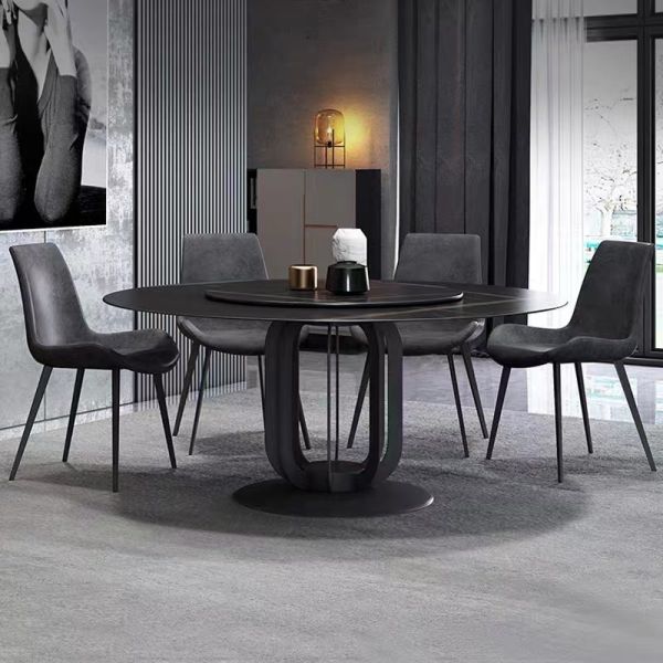 Foshan Furniture Round Marble Dining Table 6 Person Tables And Chairs For Restaurant
