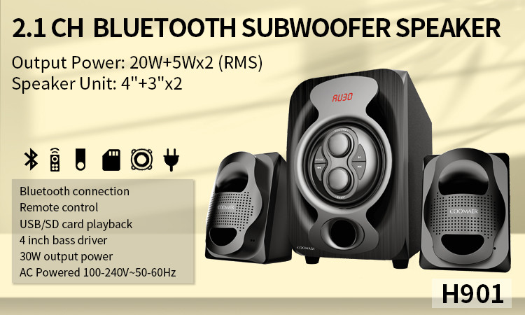 Remote Control 2.1 Subwoofer Speakers Bluetooth Audio Speakers 20Hz-20KHz