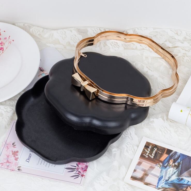 OEM Logo 18*5cm Round Clutch Bag Frames With Plastic Box