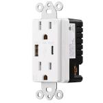Fast Charging USB Wall Outlet With 15A 125V AC 60Hz Rating