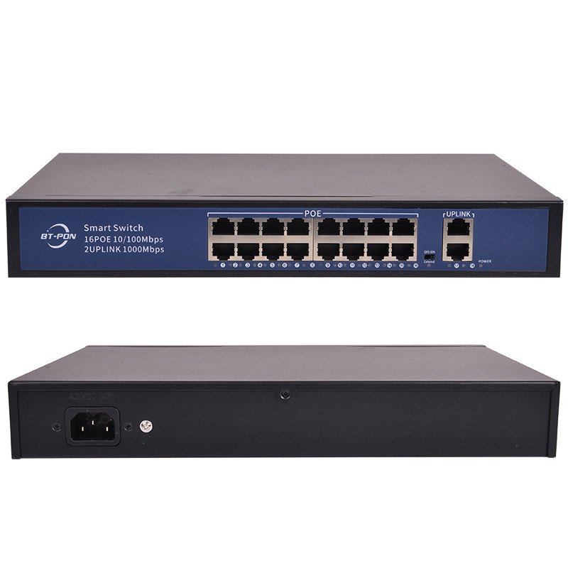 V2.0 IEEE 802.3af/At 150w 16 Port Poe Network Switch