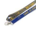Yellow Logo Woven Neck Lanyards ID Card Neck Lanyard With Thumb Trigger