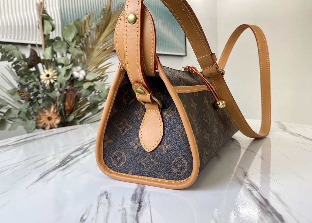 Monogram Printing 30cm Women'S Leather Crossbody Sling Bag Gold Ball Decoration