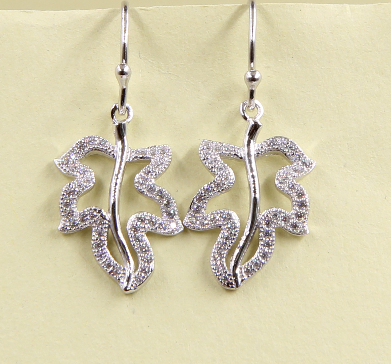 Leaves Dangle Earring Sterling Silver Stud Earrings With Cubic Zirconia Sterling Silver Drop Earrings pure Silver Earr