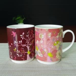 Wholesale White Porcelain Color Changing Coffee Mug , Spring Flowers Mugs from china suppliers
