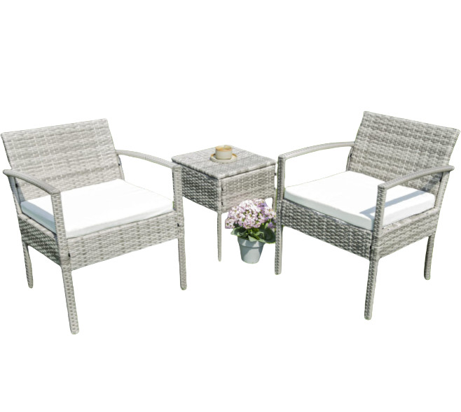 Patio Outdoor Dining Table Rattan Table Tempered Glass Tabletop Porch Conversation