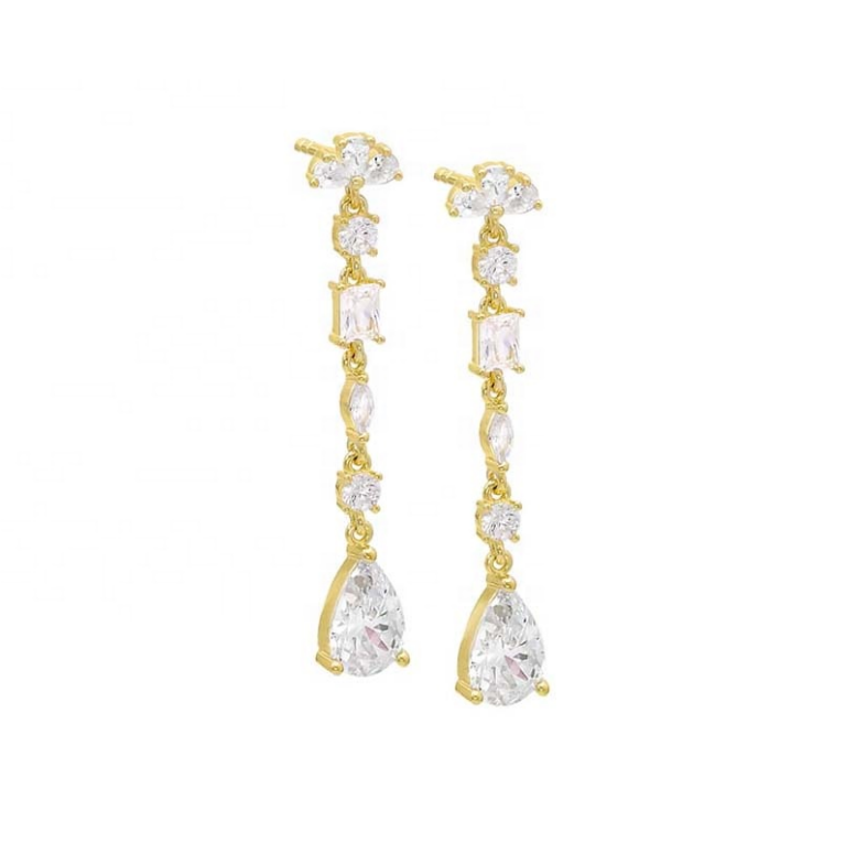 Religious Inspiration S925 Sterling Silver Gemstone Drop Earrings in 18K Gold Plating