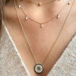 Blue and White CZ Necklace Circle Shaped 925 Sterling Silver for Girls' Stunning