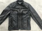 Black Mens PU Jacket With Suede Detail , Mens Leather Look Biker Jacket TW77818