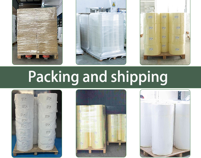 Self Adhesive Sticker Paper Roll 50 transparent PET acrylic adhesive 140 yellow