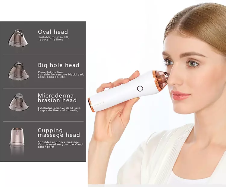 RoHS Black Oval Head Pimple Remover Machine Blackheads Vacuum Machine