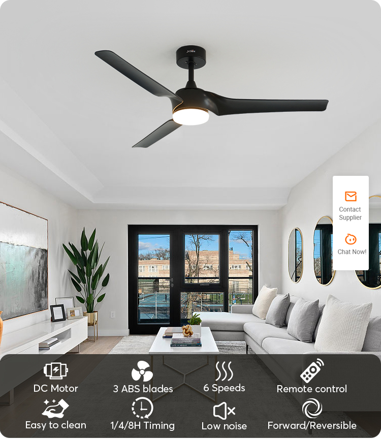 High Airflow LED Ceiling Fan 220V Simple Design with Remote Control and Light Source